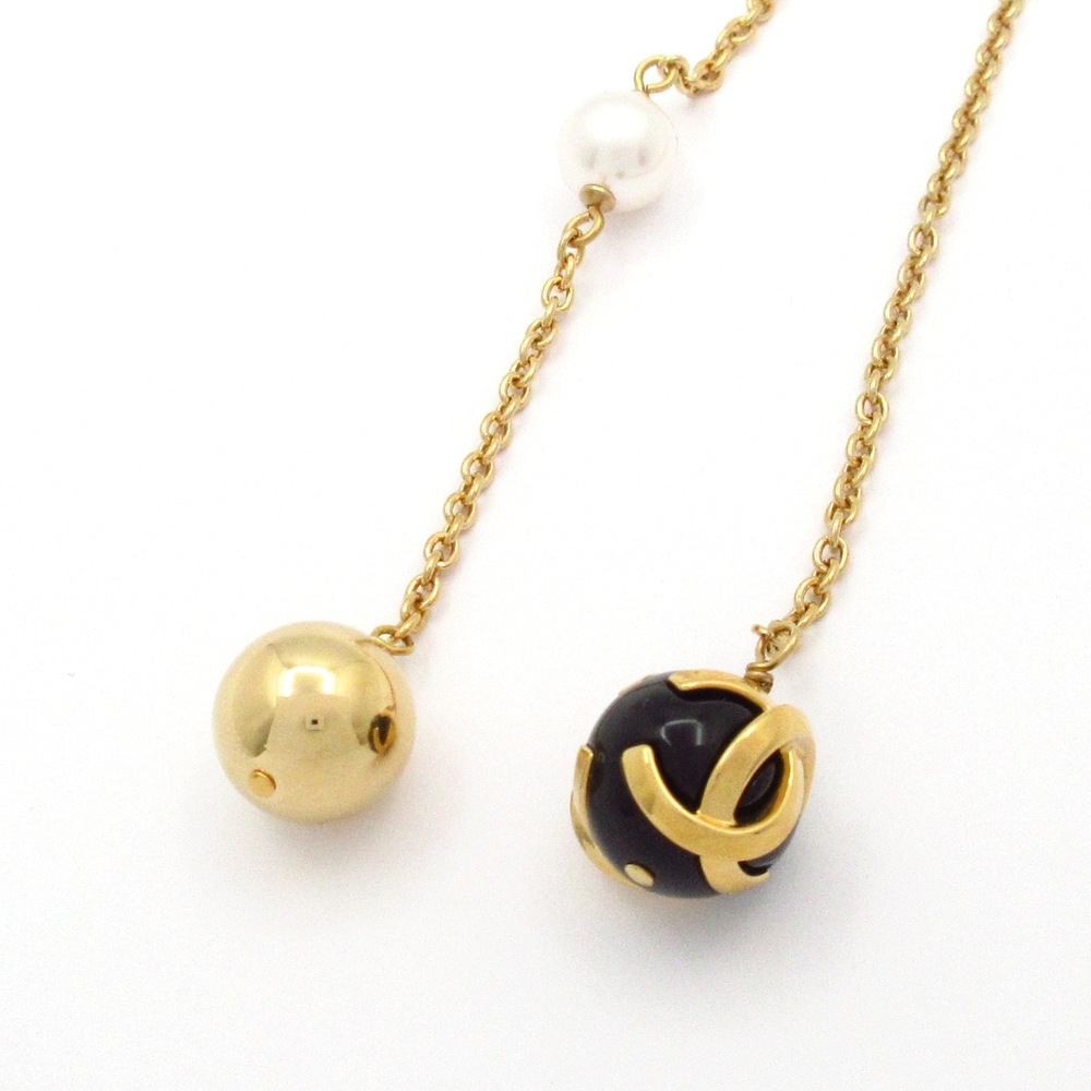 Chanel Coco Necklace Gold Black White Hardware Resin Faux Pearl